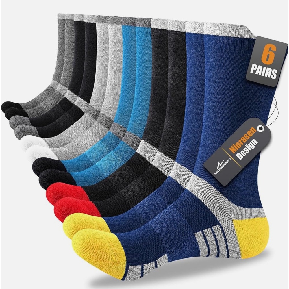 New Mens Cotton Crew Socks Multi Pack Athletic Colorblock Performance Size XL